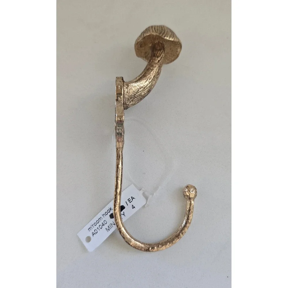 Gold Mushroom Wall Hook Metal Toadstool Decorative Coat Hat Hanger Cottagecore